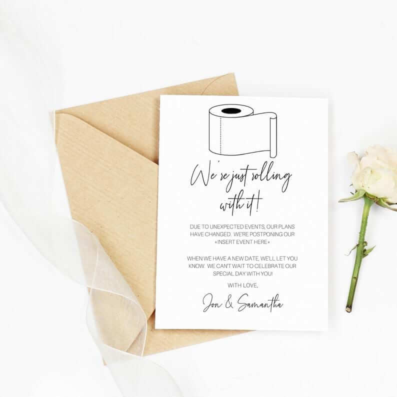 change of wedding date card